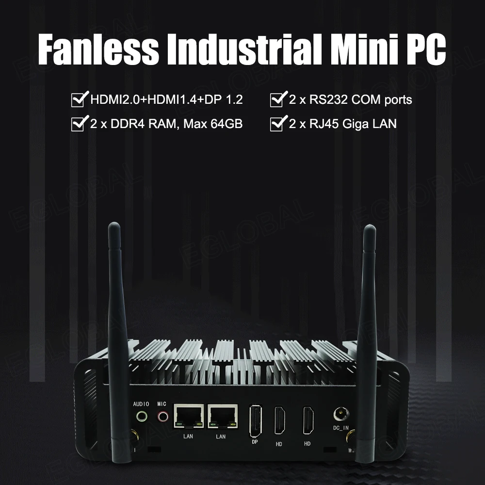 

EGLOBAL Intel Alder Lake 12th Gen Mini PC N100 3*Display Computer 2*HDMI 1*DP 2*LAN Soft Router Windows11 Firewall Desktop PC