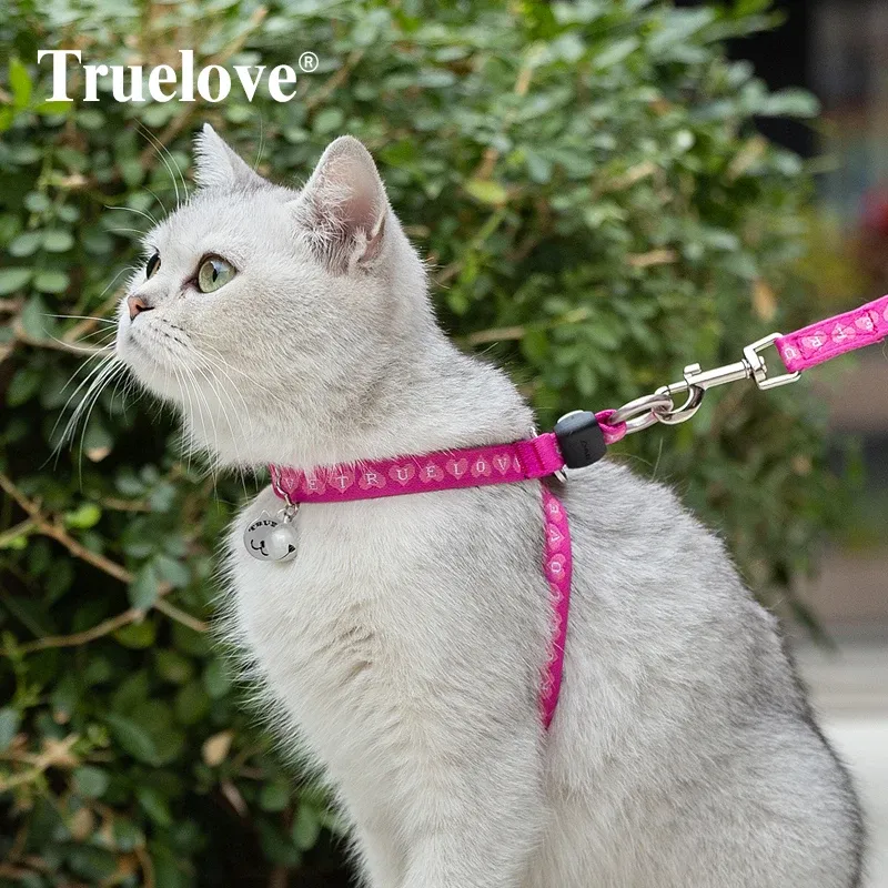 Truelove Pet Cat Harness Leash Suit Jacquard Pattern Webbing with Reflective Bells TLH3911