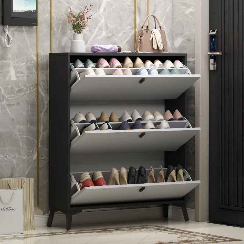 

FUFU&GAGA Shoe Cabinet with 3 Flip Drawers for Entryway, Modern Freestanding Rack Storage Organizer， Shoe Cabinets