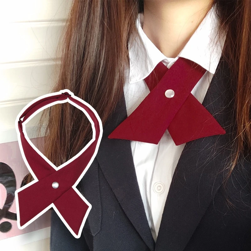 Neck Tie JK Lolita Girls Cross Bow Tie Solid Color for Professional Uniform Casual Collar Detachable