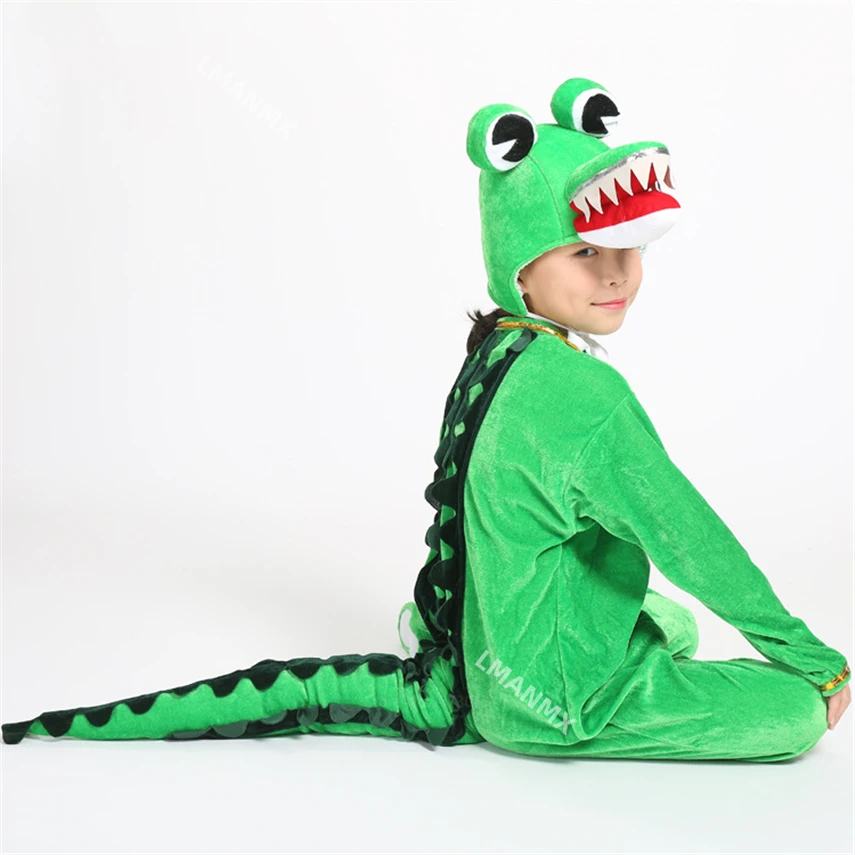 

Halloween Cosplay Costumes Anime Kids Crocodile Dinosaur Costume Hooded Set Boys Girls Carnival Party Velvet Children Jumpsuit