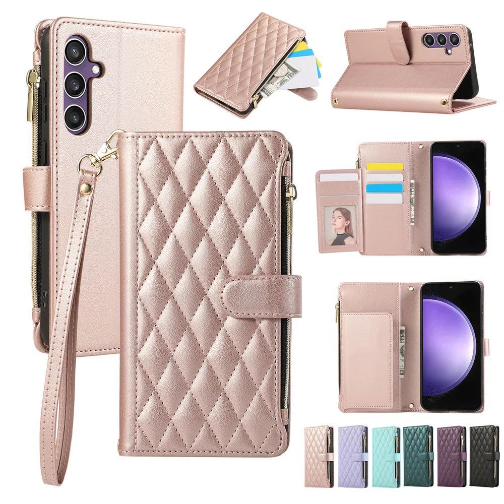 Crossbody Leather Necklace Rope Zipper Wallet Phone Case Cover