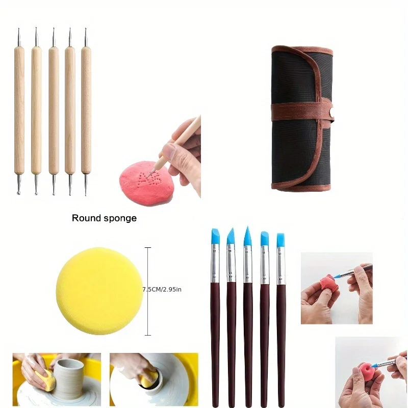 4pcs/5pcs/11pcs/36pcs Pottery Tools Clay Stone Plastic Carving Knife Silica Gel Dot Drill Pen Pellet Rod for Carving polymer clay tools pottery tools clay sculpting tools pottery sculpting tools clay craft tool