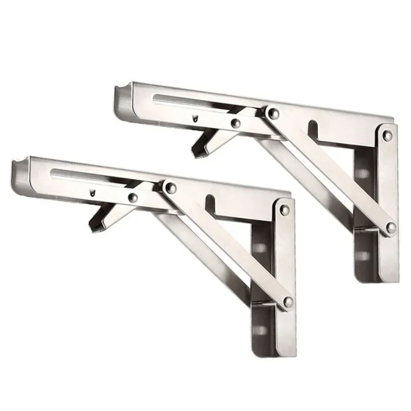 Triangle Folding Angle Shelf Bracket Heavy Duty Stainless Steel Collapsible Shelf Bracket for Table Work Bench Wall Mounted 2Pcs folding shelf bracket,shelf bracket