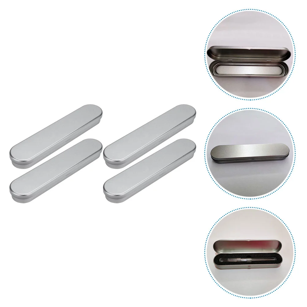 문구류 상자 작은 연필 케이스, 미니 보관 학생 가방 컨테이너, 양철판, 4 개