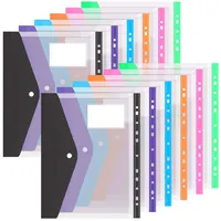 12pcs six-color file organizer, 11-hole plastic expanding folder for 2/3/4 ring binders with snap closures and blank labels. 1