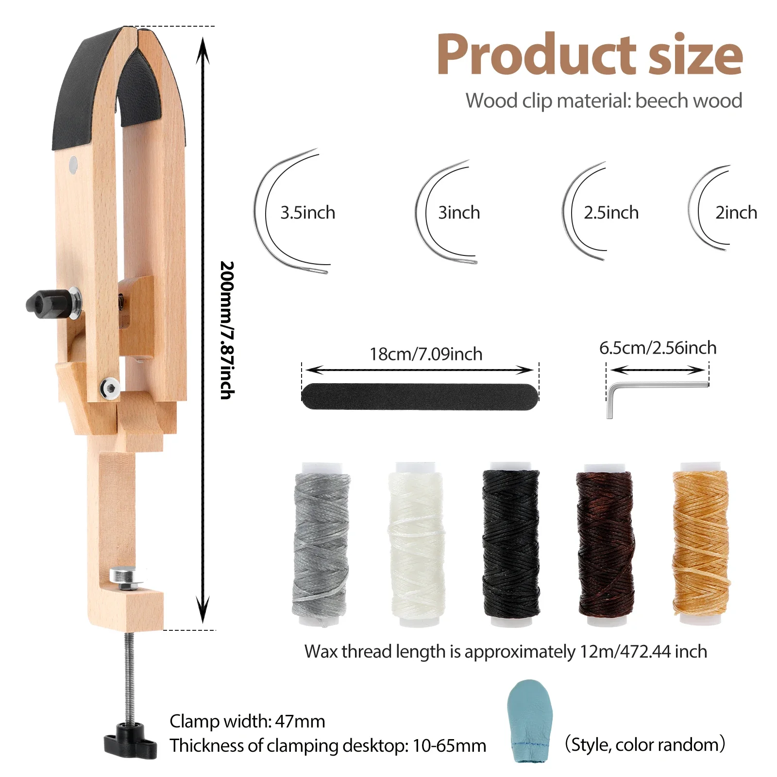 Morsetto Pony Per Cucito Pelle Regolabile 180° – Pony Da Cucito In Legno Di Faggio Con Morsetto A Vite Per Lavori DIY, Borse, Cinture E Accessori In Pelle
