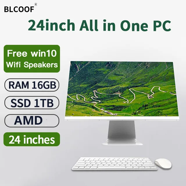 All In One Desktop Computer A8 AMD Full Set PC Gamer 24 Inch Monoblock Pc All In One PC Ram 8GB SSD With Windows 10