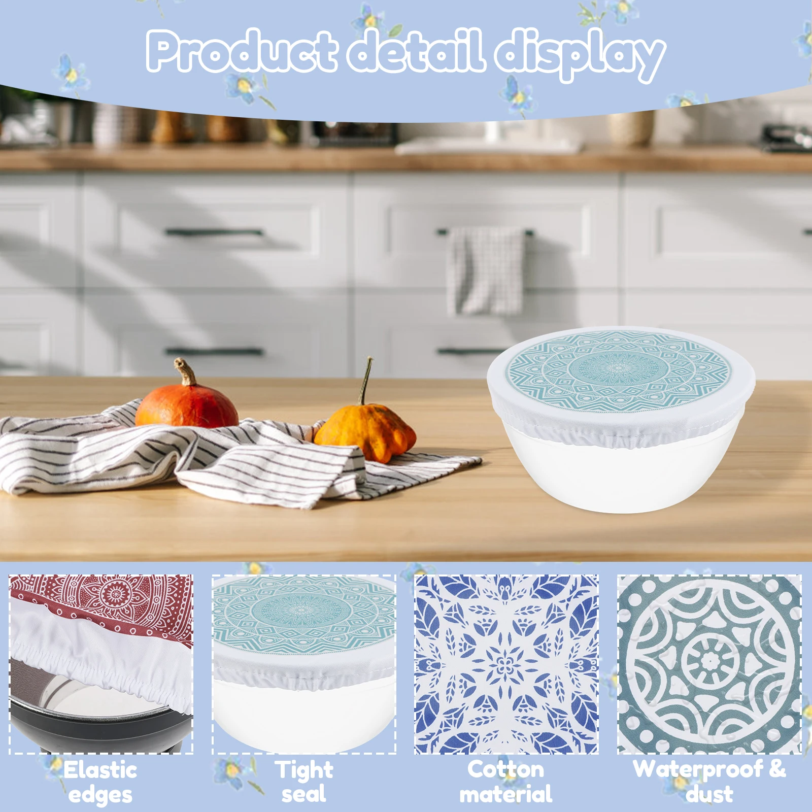 10Pcs Bowl Cover Stretch Lid Cloth Bowl Cover Reusable Fabric Elastic Portable Dust for Party Picnic Home food cover fresh keeping cover microwave cover preservation cover bowl cover