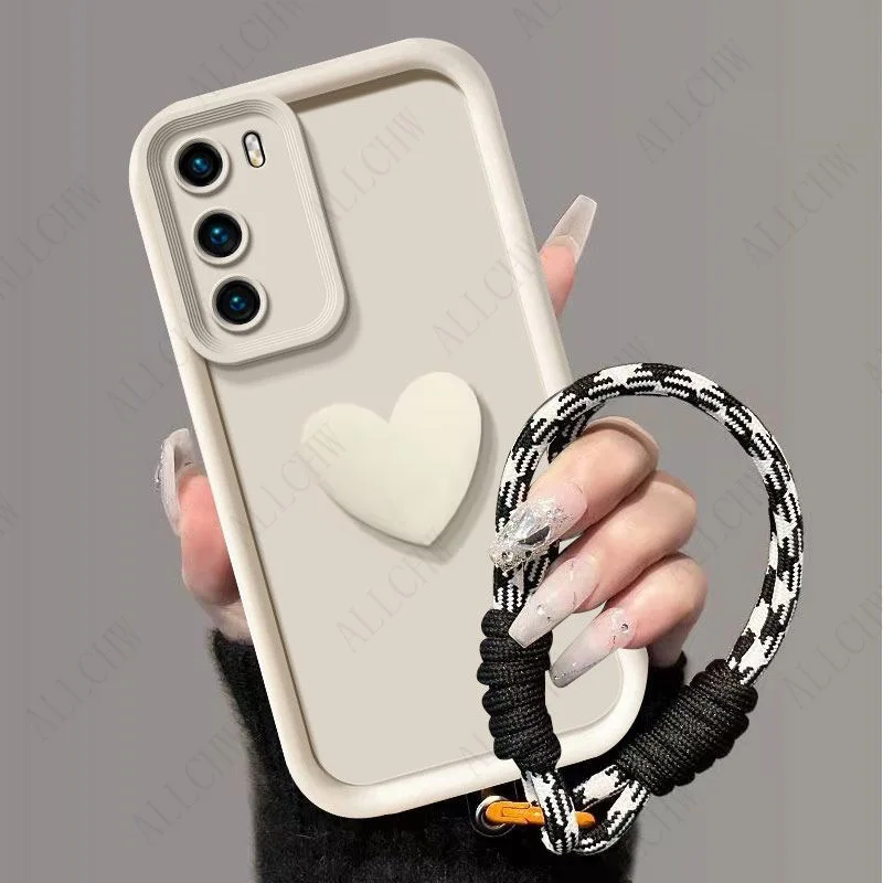Love Heart Hand Strap Phone Case Cover