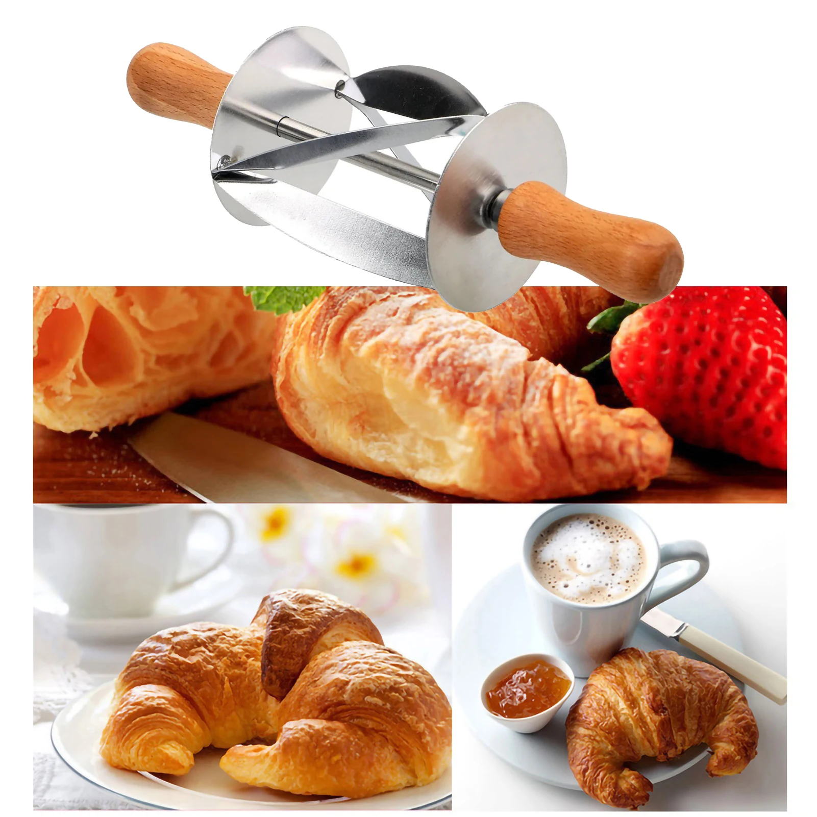 Stainless Steel Croissant Dough Roller Knife,Slicer Triangle