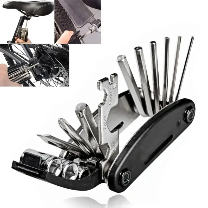 Clé multifonctionnelle à douille portable 16 en 1 pour vélo de montagne, tournevis multifonction pour vélo, outils de réparation de moto et de vélo_voghion.com