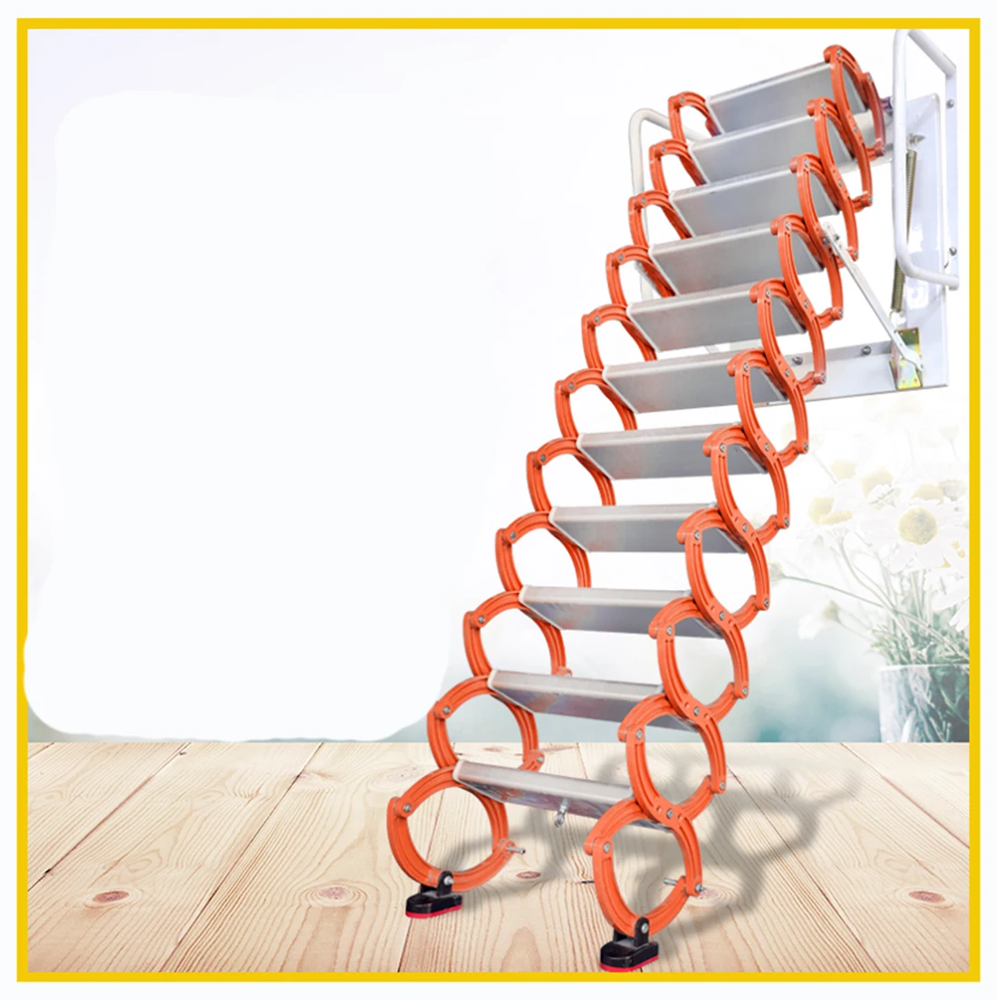 Aluminum Telescopic Attic Ladder Home Folding Stairs Loft Pull Down