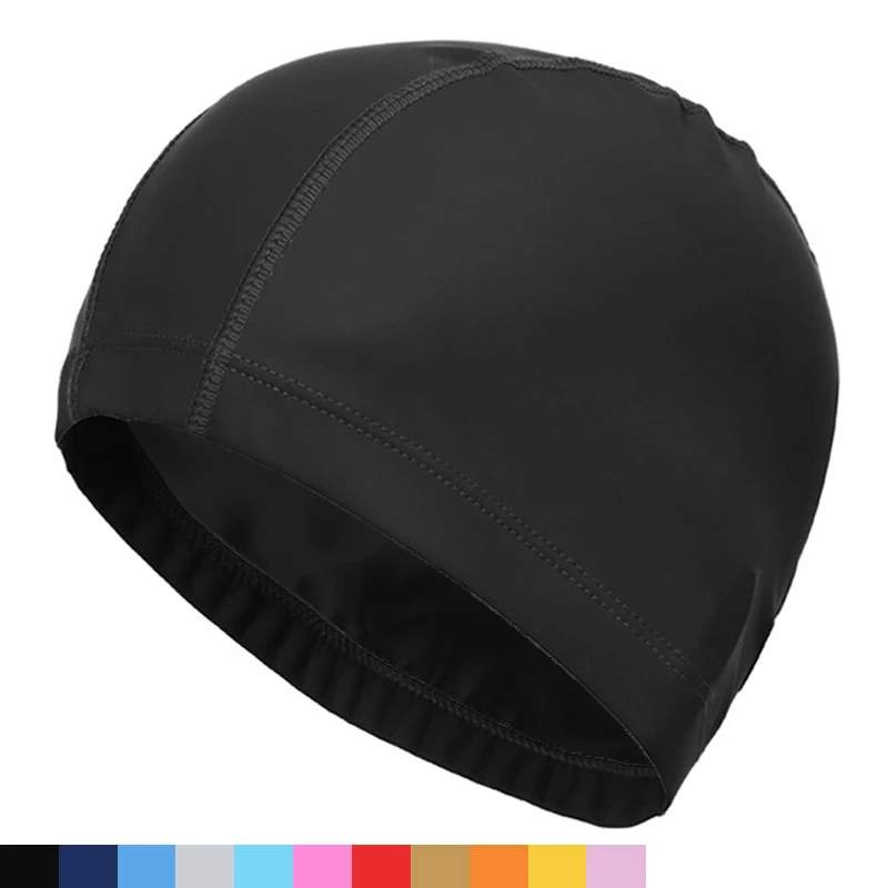 Waterproof PU Fabric Swimming Cap for Adults - Ear Protection and Extra Coverage for Long Hair