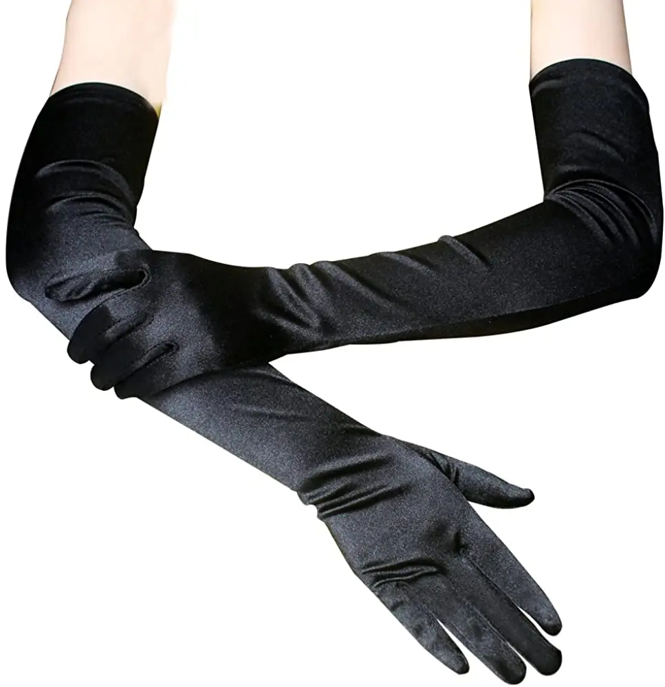 Elegant Purple Red Black White Bridal Party Gloves for Wedding Prom One Size Fashion Stretch Satin Opera Women purple gloves wedding dress gloves