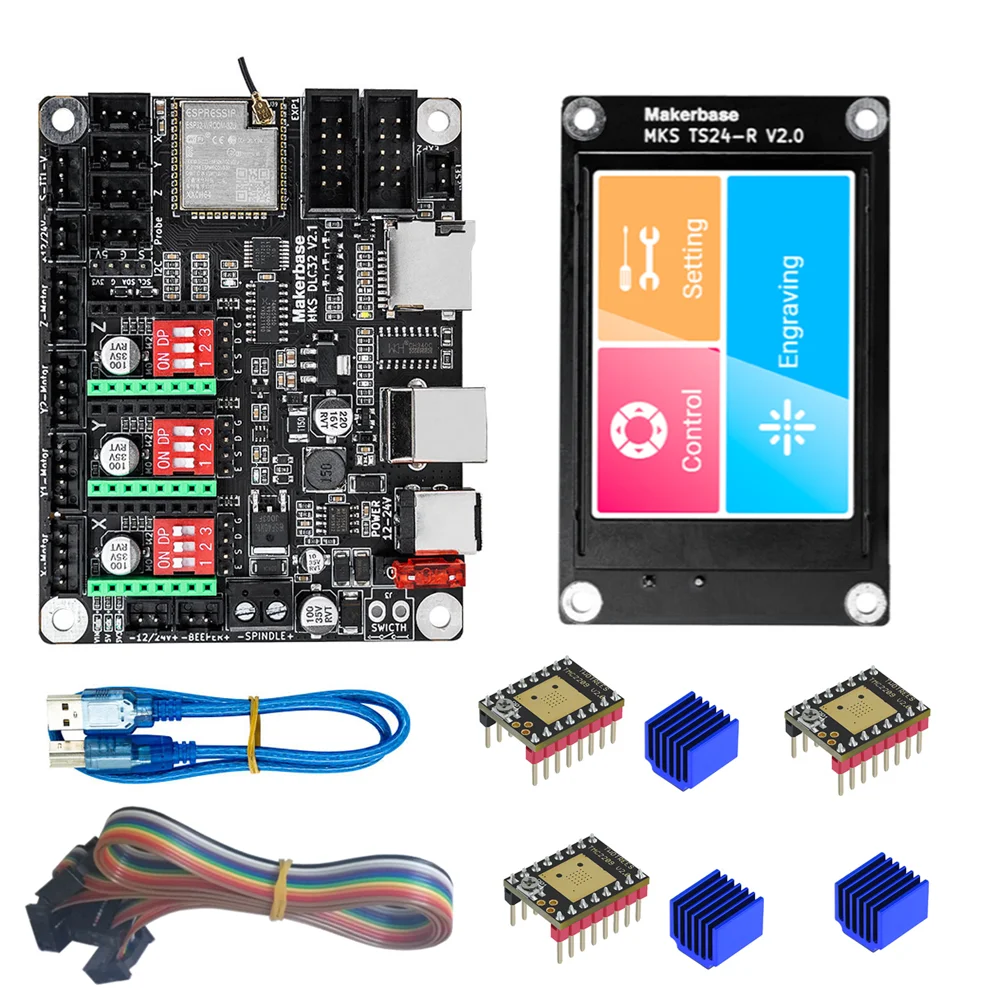 MKS DLC32 v2 32 비트 GRBL 오프라인 Wifi 컨트롤러 TS35-R LCD 디스플레이 CNC3018 MAX PRO CNC 레이저 음각 기계용 업그레이드 키트