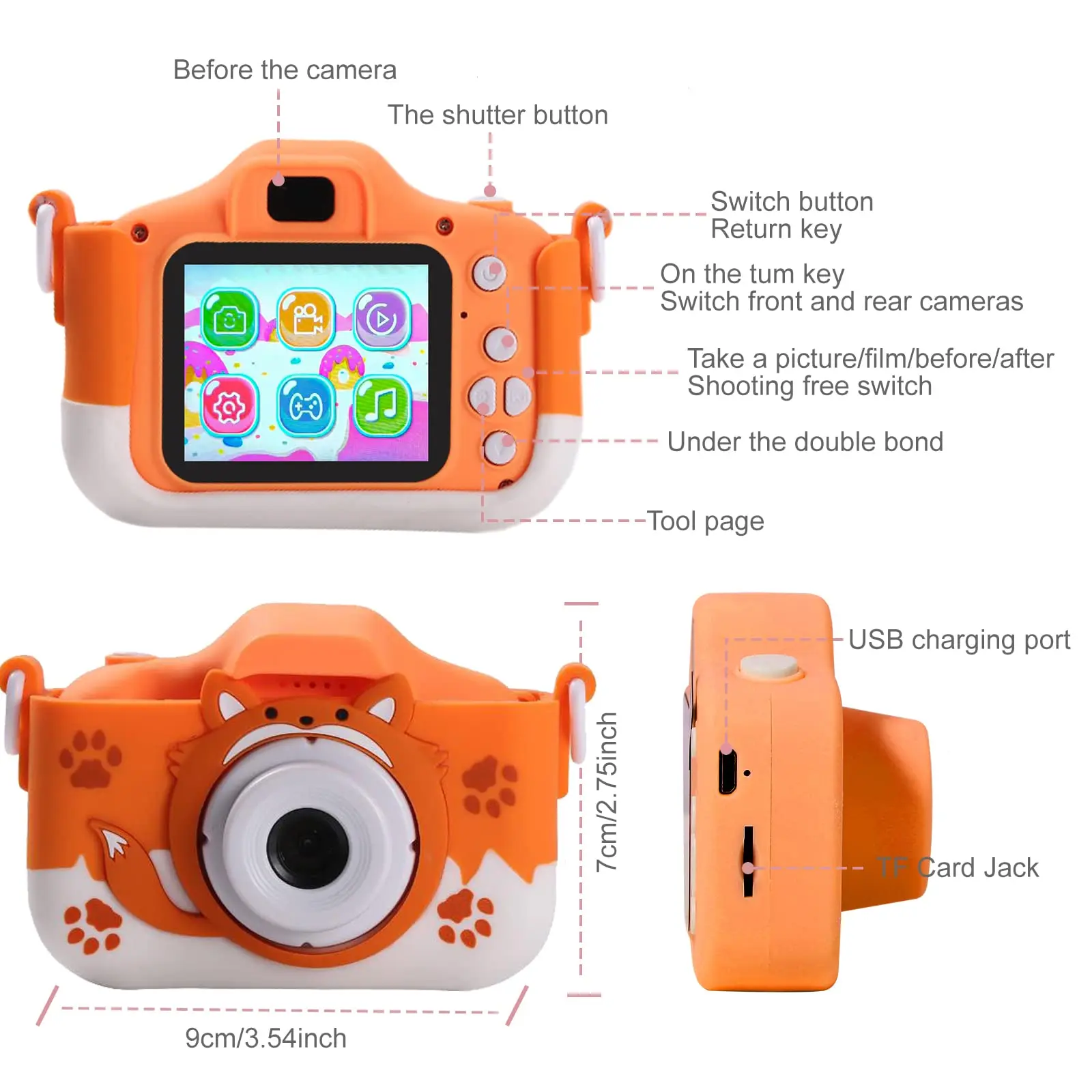 Camera Toys for Kids Cartoon Digital 40MP HD Camera Little Toys Tiny Video for Children Christmas Birthday Gifts
