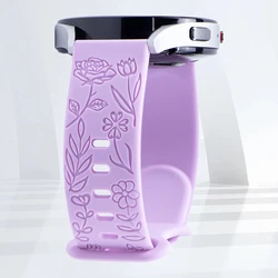 Engraved Sunflower Design Watch Band - 20/22mm Adjustable Strap for 22mm (Smoked purple)