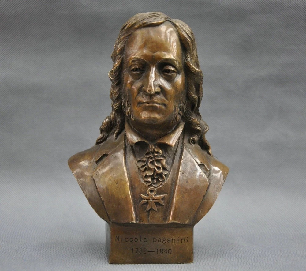 

8 ''итальянский великолепный музыкант Niccolo Paganini Бюст Бронзовая статуя