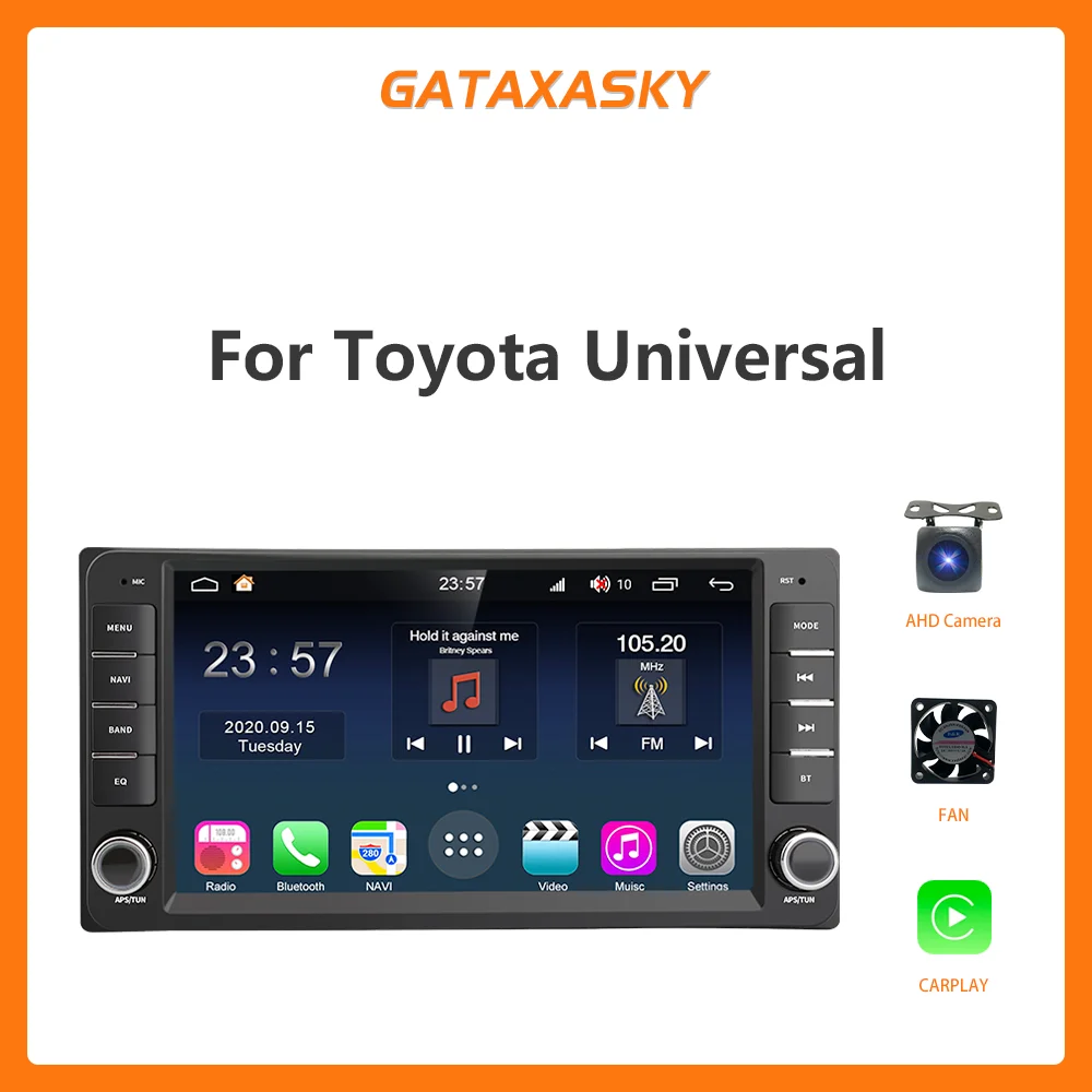 

Автомобильный мультимедийный радиоплеер GATAXASKY, мультимедийный плеер CarPlay, стерео для Toyota VIOS, CROWN, CAMRY, HIACE, PREVIA, COROLLA, RAV4, Универсальный android