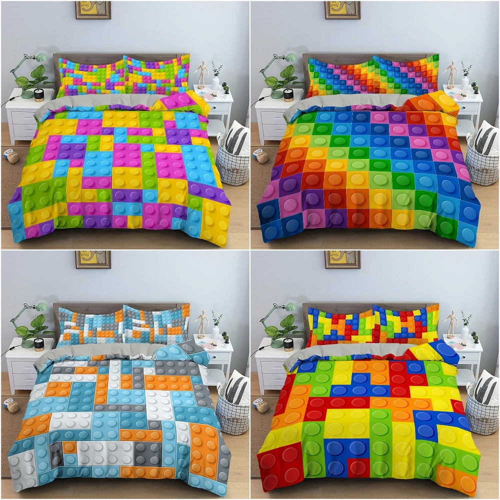 

Colorful Geometric Bedding Set 3D Printed Luxury Cozy Duvet Cover Set King Queen Full Size Bedclothes For Bedroom Decor 2/3Pcs