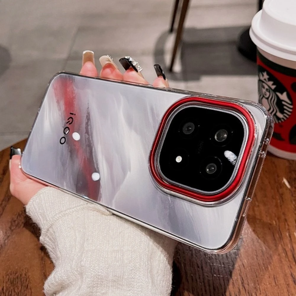 Red-Ringed Magnetic Shockproof Acrylic Case with Anti-Slip Design