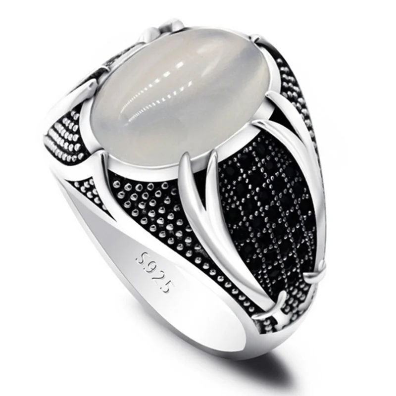 Hot Sale Islamic Religious Muslim Ring for Men Network Turkish Double Swords Oval CZ Stone Punk Party Wholesale Jewelry |