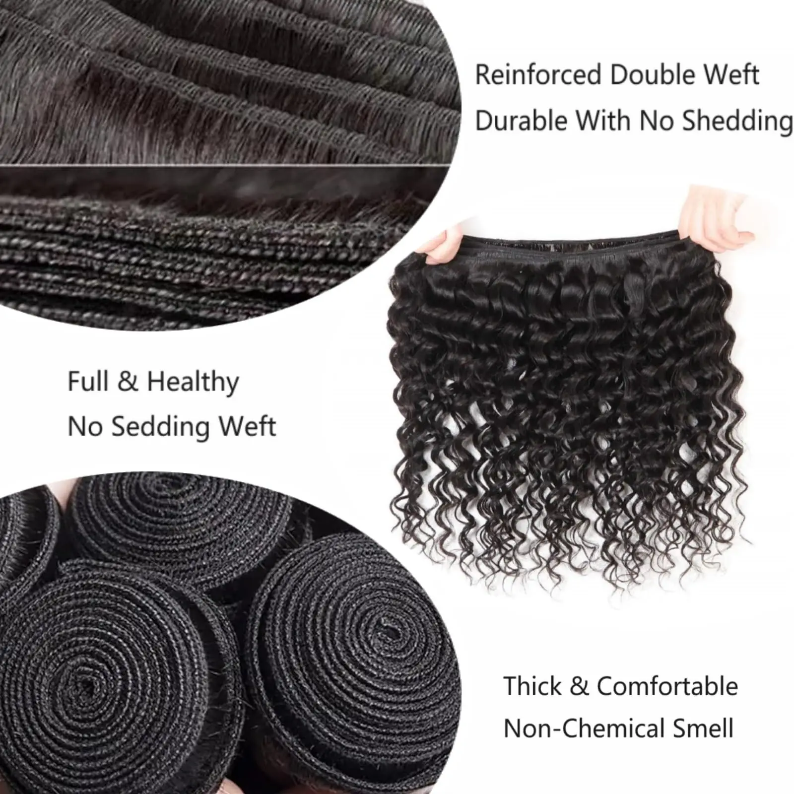 Deep Wave Bundles Human Hair Bundles Brazillian Hair Extensions 30 Inch Curly Wave Soft For Women