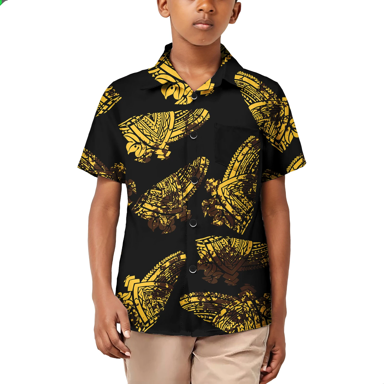 Tonga Fiji Custom Printed Polynesian Aloha Shirts For Boy Toddler Summer Hawaiian Short-Sleeve Shirt For Kids Plus Size 5