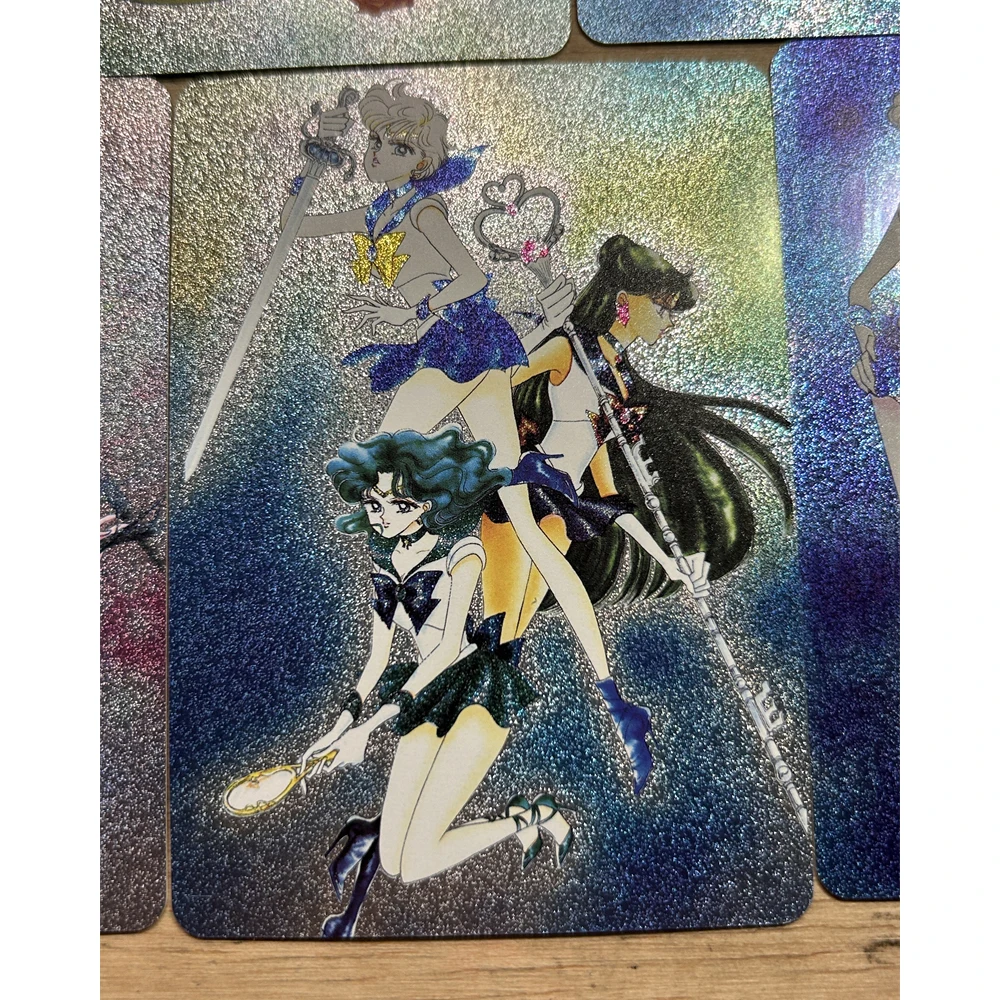 13Pcs/set Diy Tenoh Haruka Kaiou Michiru Meiou Setsuna Painting Double-Sided Flash Card Classic Anime Collection Cards Toy