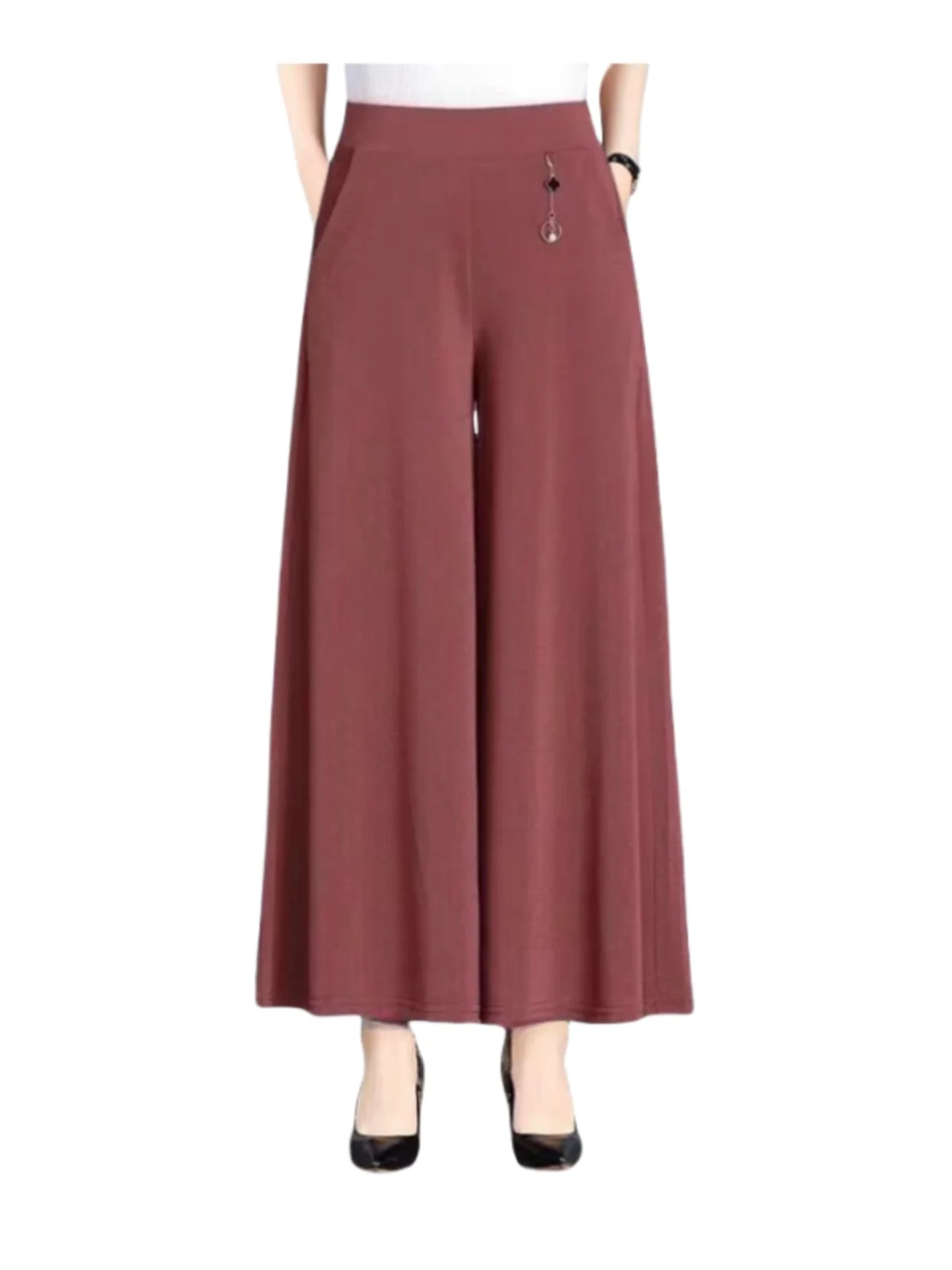 High Waist Wide Leg Pants for Mom Summer New Sle Drapey Skirt Pants for Middle-Aged And ly Women Comfortable Casual Tr...