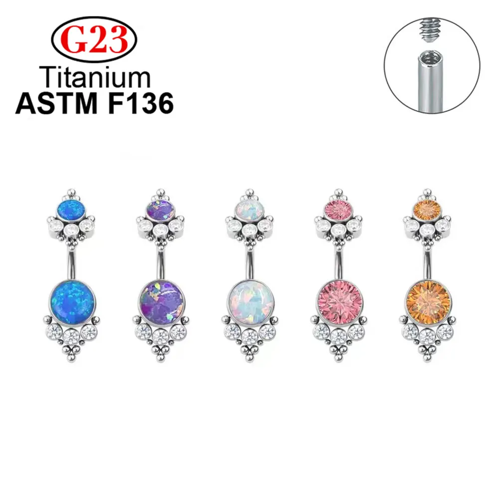 Luxury Crystal Zircon G23 Titanium ASTM F136 Sexy Navel Piercing Belly
