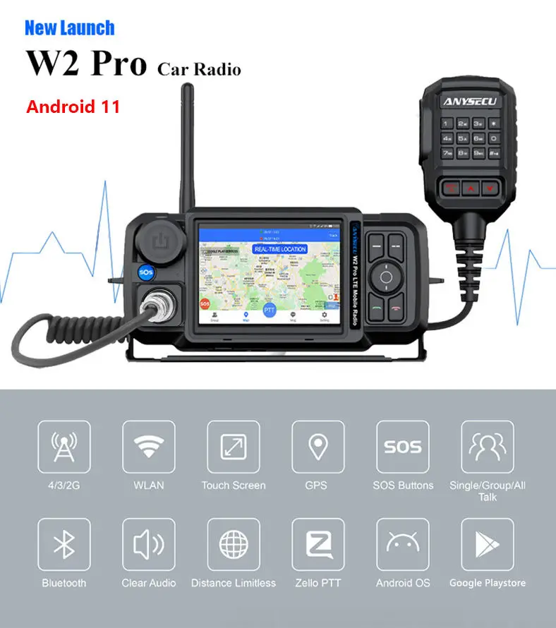 New Zello 4G-W2Pro Unlocked 4G Network Radio Android 11 WIFI Poc Radio work wit