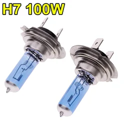 Dual Pack Ultra - Bright Xenon Halogen LED Car Headlight Bulbs - White 6000K 100W (100W H7)