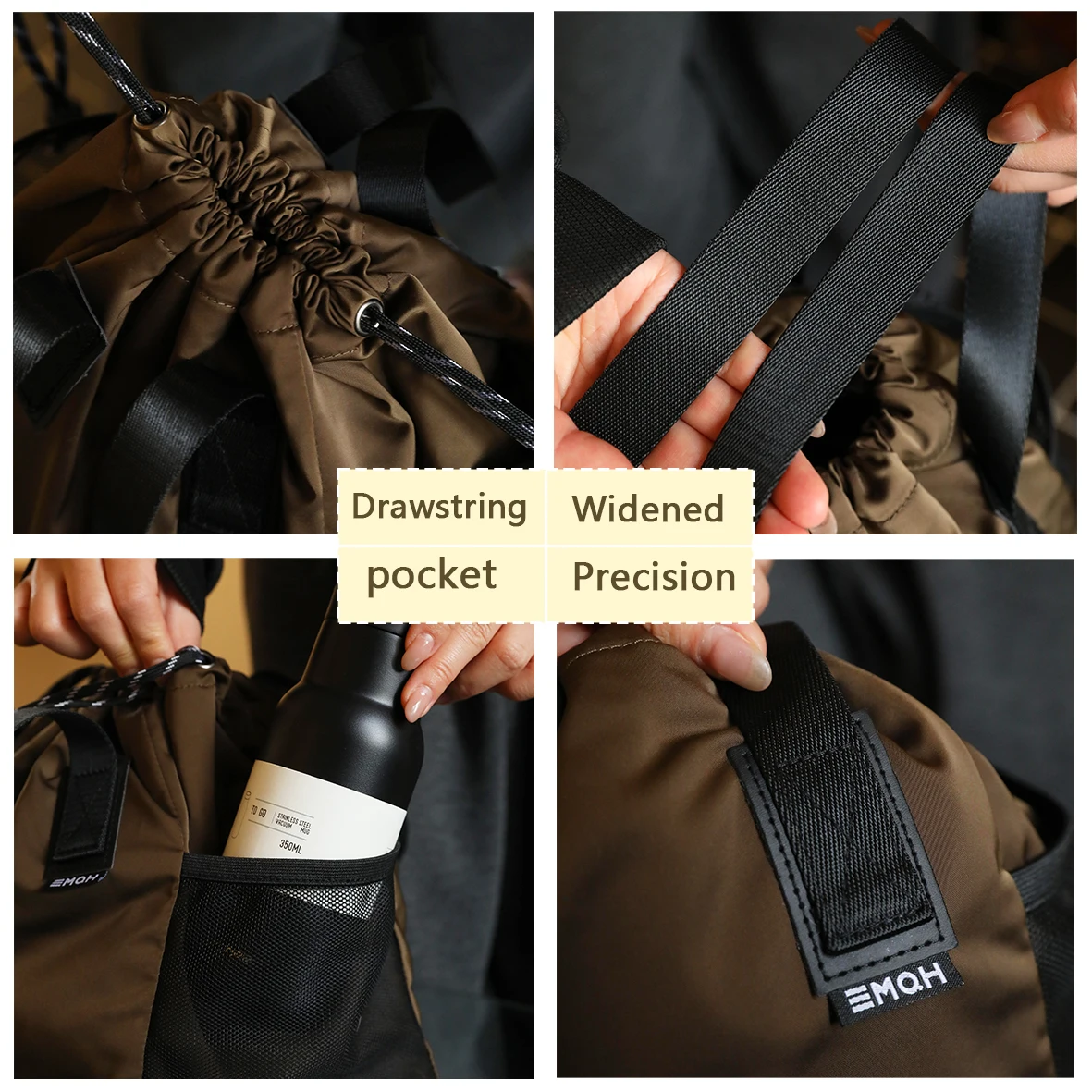 새로운 일본 및 한국 스타일 도시락 가방, 은색 단열 내부 레이어 코팅, 조절 가능한 드로스트링 도시락 가방