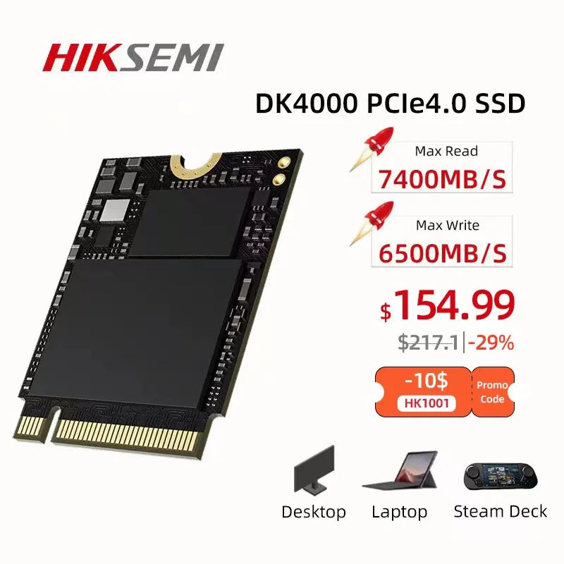 HIKSEMI 1TB 2TB M.2 SSD 2230 NVMe PCIe Gen 4x4 SSD for Steam Deck 