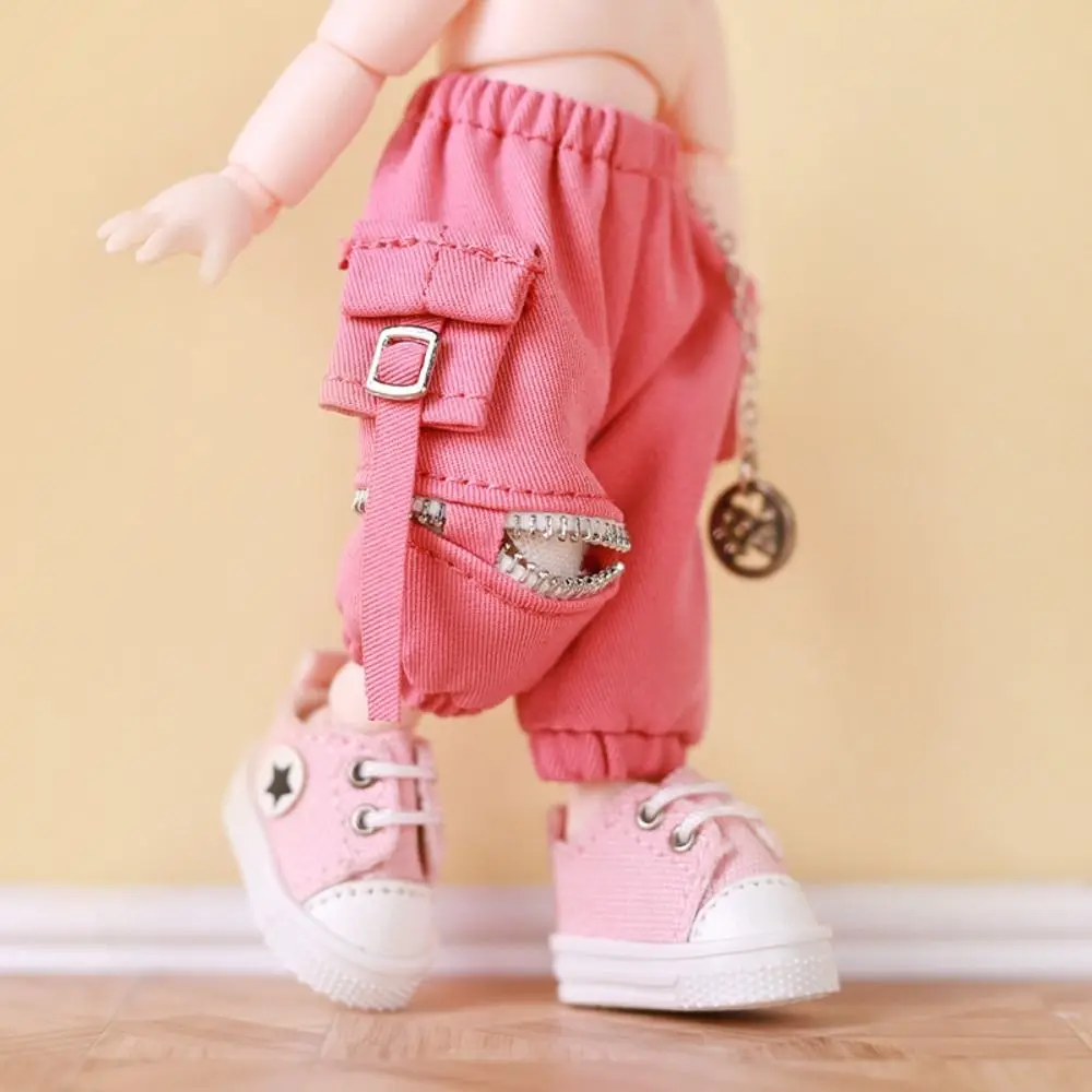 With Pockets OB11 Trousers Chain Overalls Doll Outfit Doll Cargo Pants Daily Casual Elastic Waist Obitsu 11 Clothes DIY Toy