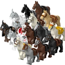 Mini klocki figurki plastikowe bloki wojna średniowieczny rycerz koń wilk siodło uzdle zabawki klocki dla dzieci prezent tanie i dobre opinie 7-12y 12 + y 18 + CN (pochodzenie) inne Mały klocek do budowania (kompatybilny z Lego) Horse Z tworzywa sztucznego Samozamykajcy cegły