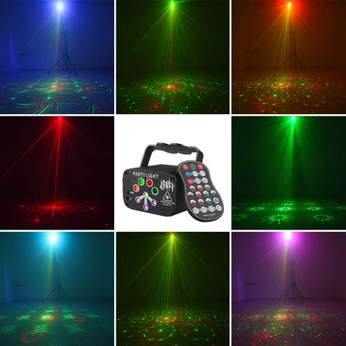 ALIEN RGB 미니 DJ 디스코 레이저 라이트 프로젝터, USB 충전식 LED UV 사운드 스트로브 무대 효과 웨딩 크리스마스 휴일 파티 램프 4