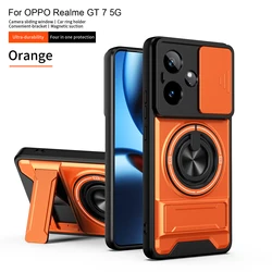 Magnetic Military Armor Phone Case with Fold Holder and Camera Protection - Realme GT 7T (SJia - Orange)