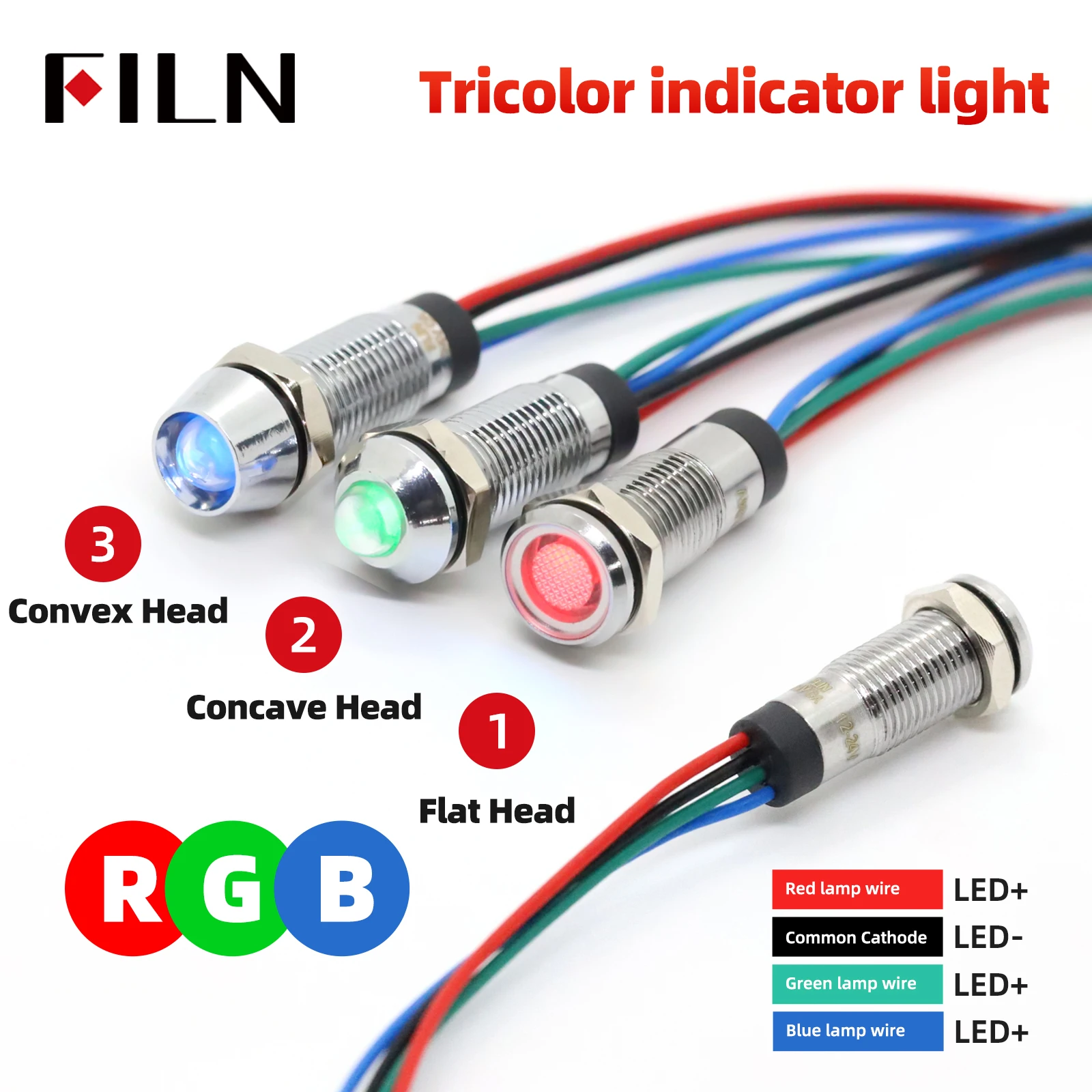 รูปสินค้า ไฟแสดงสถานะ LED ขนาด 8 มม. หลายสี สำหรับระบบไฟฟ้า