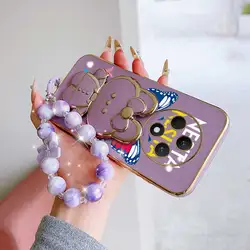 Dancing Butterfly Phone Case Set with Lanyard and Stand - 3 Piece Set for OPPO Reno15 FS 5G (PURPLE)