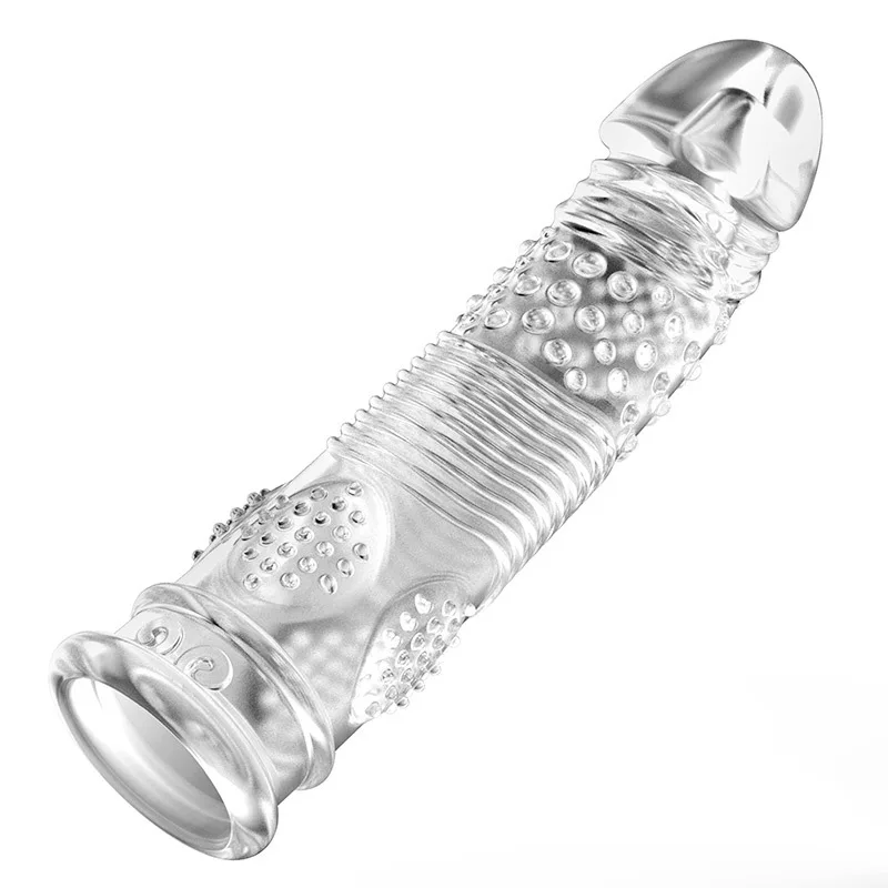 Sex Toys Transparent Penis Sleeve Reusable Condom Delay Ejaculation Male Penis Enlargement Dildos Extender Sex Toys for Men 2 Types