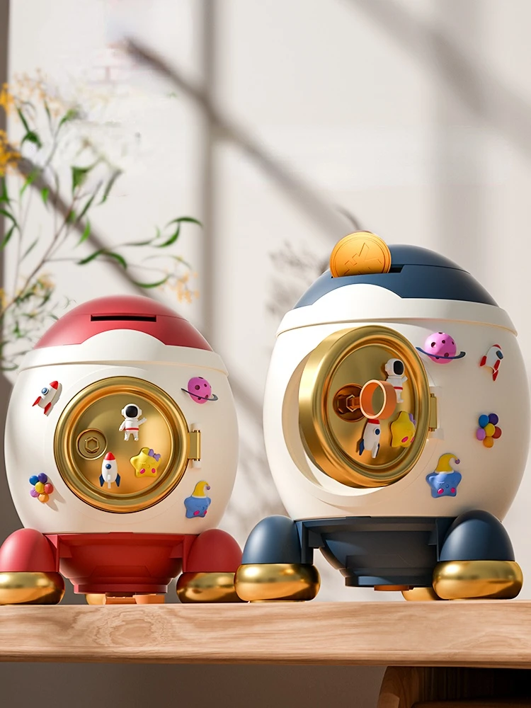 

Cute Rocket Money Box Savings Adult Children Ornament Plastic Piggy Bank Hidden Storage Creative Gift Toy hucha Home Decoration