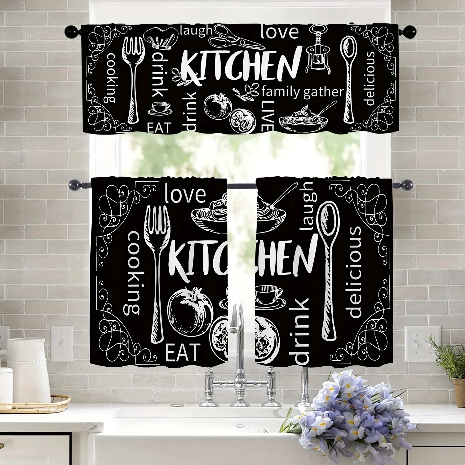 Farmhouse Knife & Fork Short Curtains 1