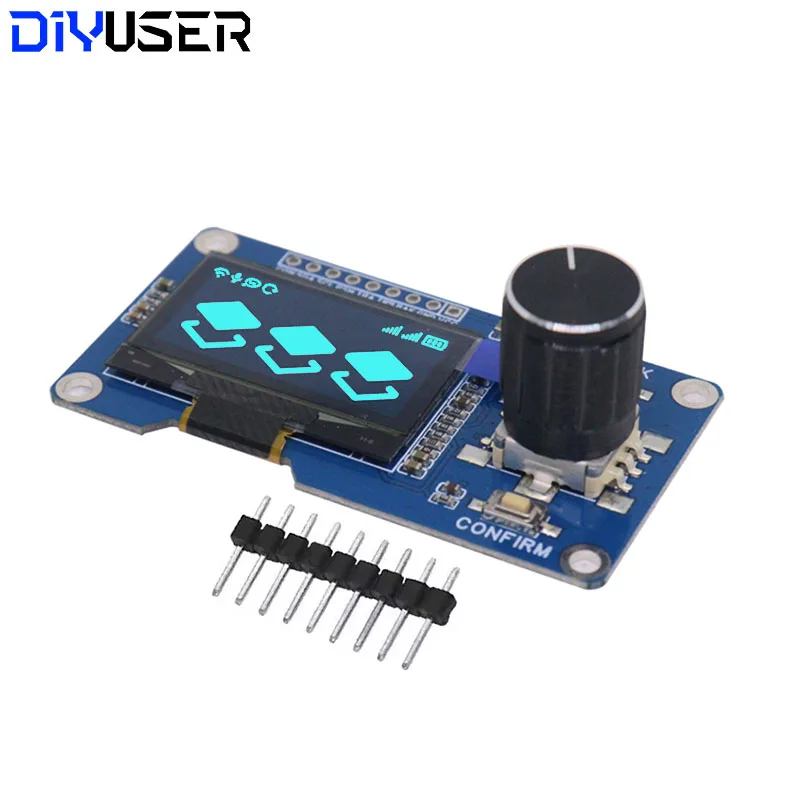 DIYUSER 1.3-inch OLED Display Module (White/Blue) EC11 Rotary Encoder Button IIC Interface LCD Screen for Arduino Projects