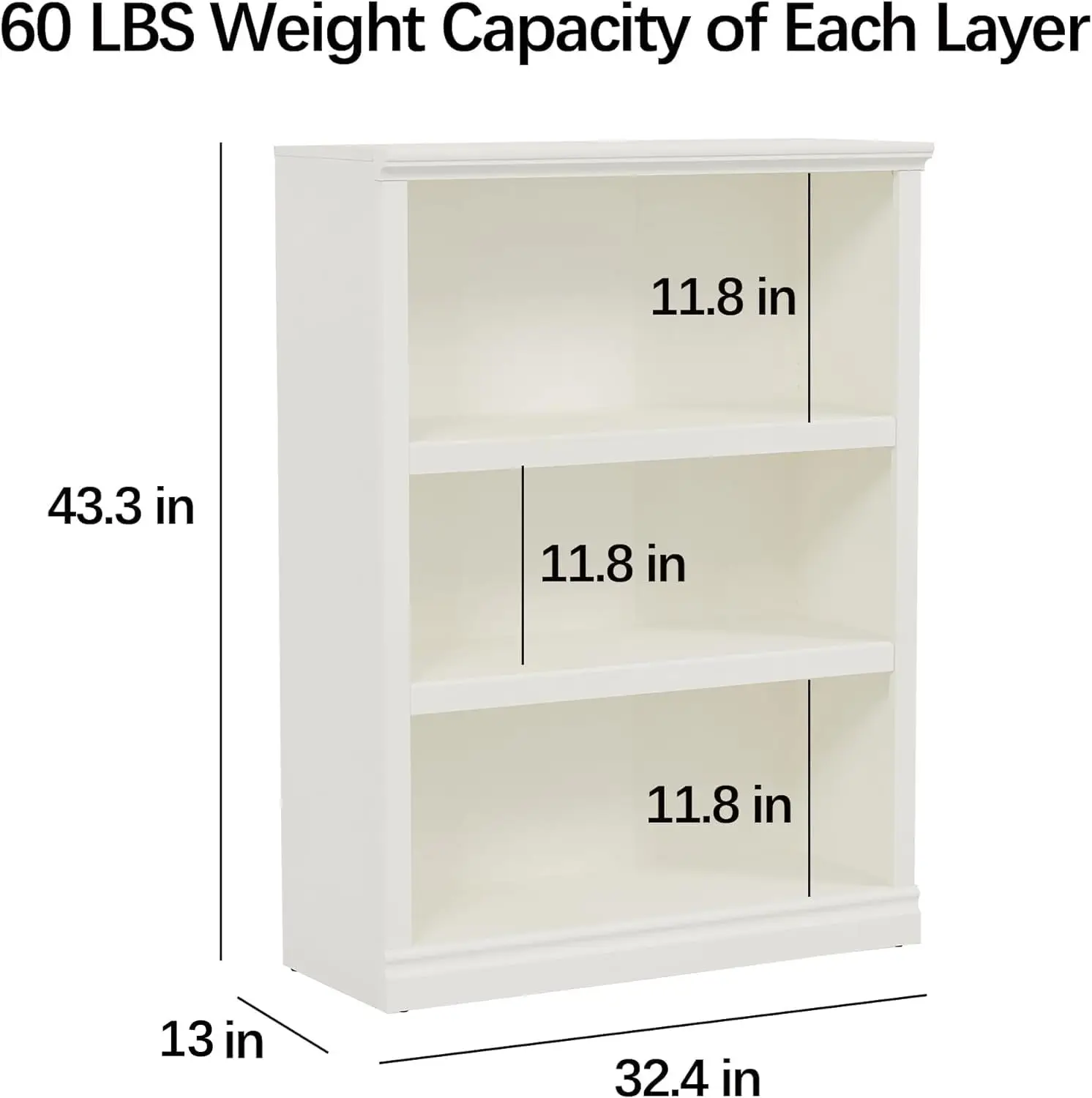 Open Storage Book Cases/Shelves, Floor Standing Indoor Furniture 3 Shelf Book case for Farmhouse Library Office
