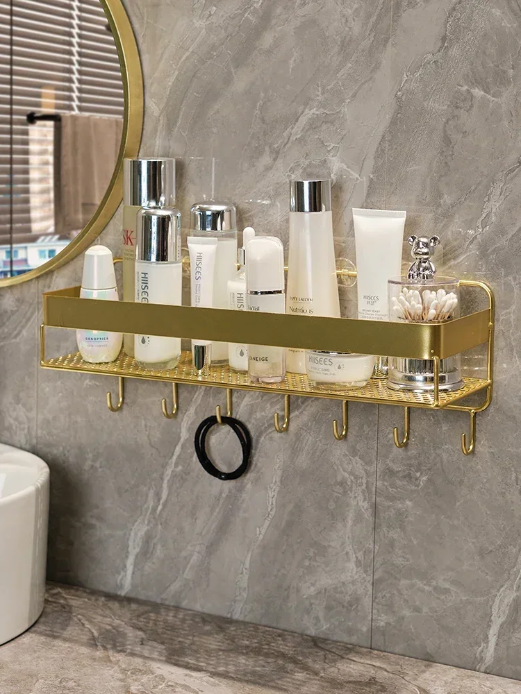 Gold storage rack bathroom wall mounted storage rack bathroom shampoo shower gel cosmetics accessories