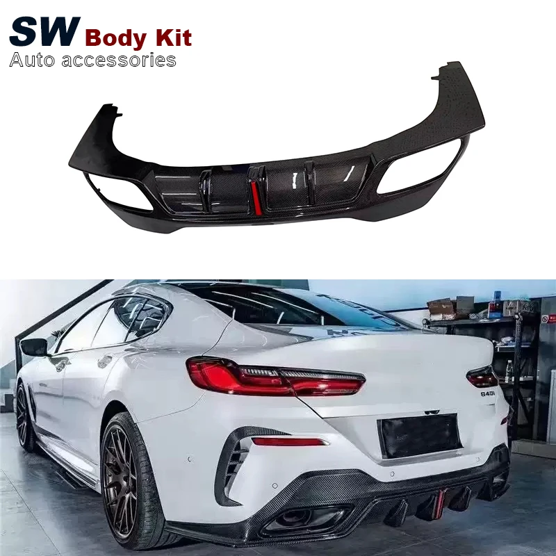 

Carbon Fiber KB Style Rear Diffuser For BMW 8 Series 4 Doors G16 Upgrade Rear Bumper Splitter Lip Diffuser Cover Trim