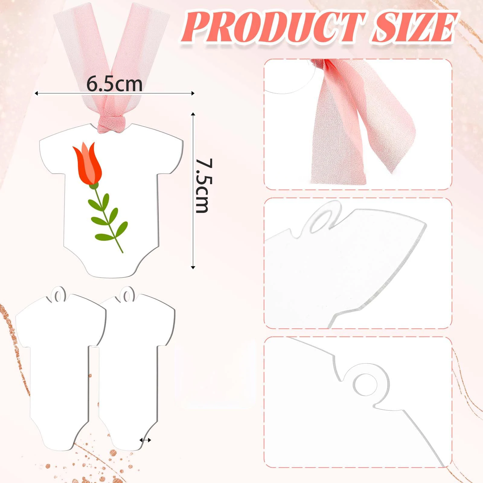 Clear Acrylic Place Cards Blank DIY Bookmark Seating Card Name Tag with Ribbons for Table Setting Baby Shower Wedding Party